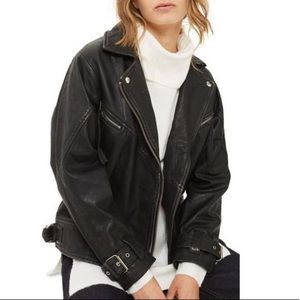 Topshop Oversized Leather Biker Jacket